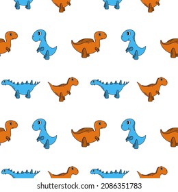 Vector dinosaur pattern. Bright cartoon dinosaurs. Cute illustration for kids room decor, children fabric, textile, wallpaper 
