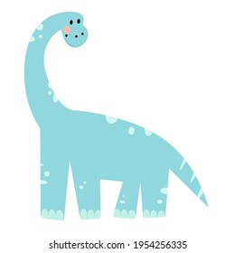 Vector dinosaur in simple childish style. Abstract flat brachiosaurus isolated on white background.