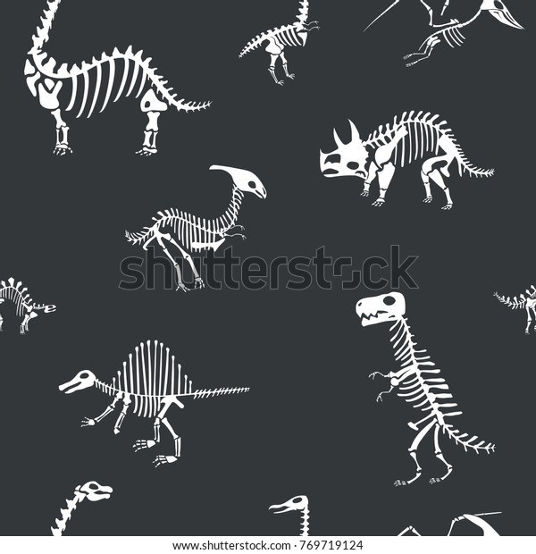 Vector Dinosaur Skeleton Pattern Dino Seamless Stock Vector (Royalty ...