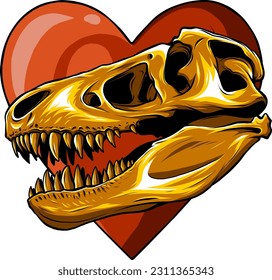 vector Dinosaur Skull Of T-Rex Skull in the heart