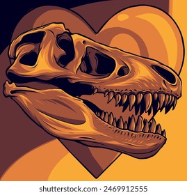 vector Dinosaur Skull Of T-Rex Skull in the heart