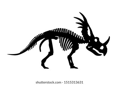 Vector Dinosaur Styracosaurus Skeleton Silhouette Illustration Isolated