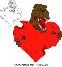 vector - dinosaur t rex like Valentine isolated on background