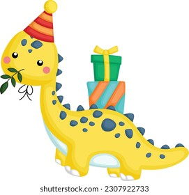 a vector of a dinosaur themed birthday celebration