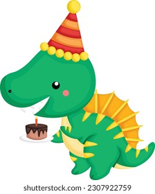 a vector of a dinosaur themed birthday celebration