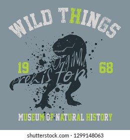 Vector dinosaur t-shirt print design for boys wear