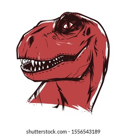 Vector dinosaur tyrannosaurus head isolated from background. Can be used as print or tattoo.