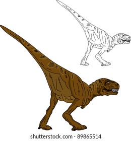 vector - dinosaur walking  , isolated on background