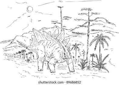 Vektorgrafik - Dinosaurierende prähistorische Natur, einzeln auf Hintergrund