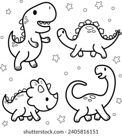 vector dinosaurs coloring book illustration