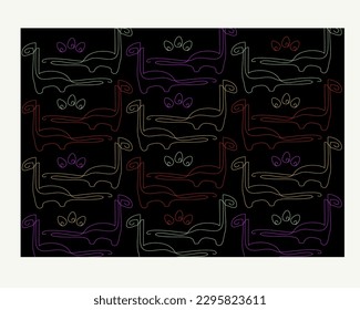 vector Dinosaurs continuous line art colorful for backgrounds or textures
