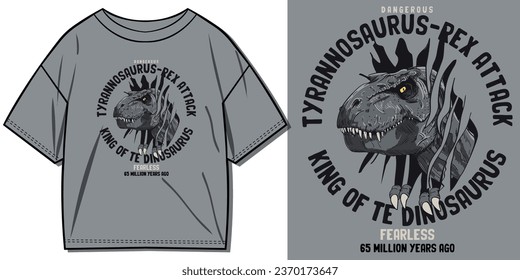 Vektorgrafik von Dinosauriern für T-Shirt-Drucke. T-Rex-Illustration