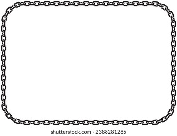 Vector diploma, certificate frame composed of black chain. Isolated on white background.