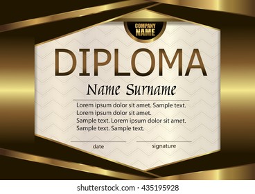 Vector diploma or certificate template. Award winner. Achievement. Reward. Winning the competition. The text on a separate layer.