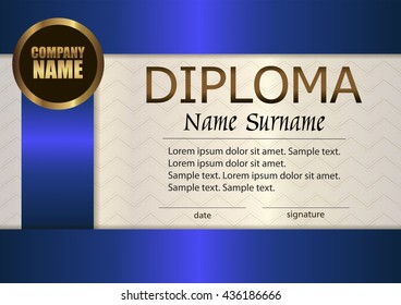 Vector diploma template. Award winner. Achievement. Reward. Winning the competition. The text on a separate layer.