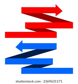 vector direction arrow sign in red and blue
