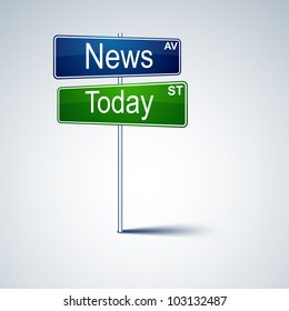 Señal de dirección de vectores con noticias de hoy.