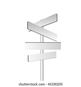 Vector directional sign isolated on white