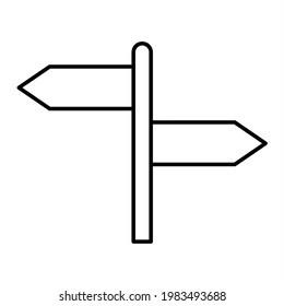 Vector Directional Sign Outline Icon Design
