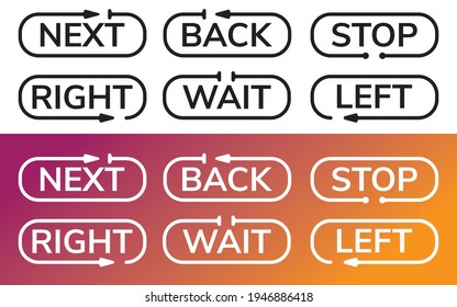 
Vector, directions arrows set with text messages