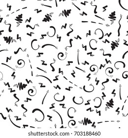 Vector Dirrerent Black Arrows Seamless Pattern on White Background