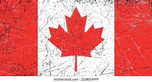 Vector dirty scratched Canada flag.
