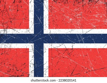 Vector dirty scratched Norway flag.