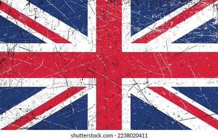 Vector dirty scratched UK flag.