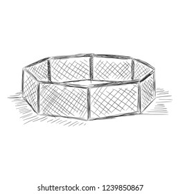 Vector Dirty Sketch Illustration - Octagon Fence