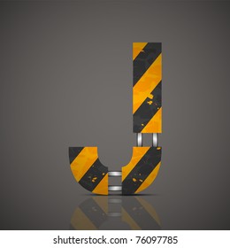 Vector dirty technical alphabet letter J