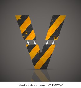 Vector dirty technical alphabet letter V