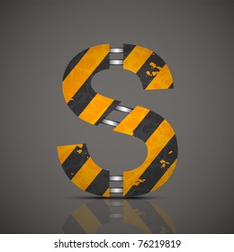Vector dirty technical alphabet letter S