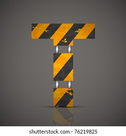 Vector dirty technical alphabet letter T