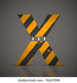 Vector dirty technical alphabet letter X