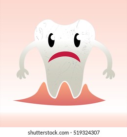 Vector dirty tooth - Character design cartoon teeth for oral health.