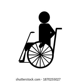 Icono de incapacitado vector silla de ruedas de pierna protésica 
Compatibilidad con el símbolo desactivado y Accesibilidad en fondo blanco