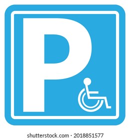 Vector Disabled Parking Background. Wheelchair Blue Sign. Handicapped Icon Set. Car Park.