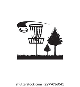 Vector Disk Golf Silhouette Disc Golf Player und Symbole Vektorgrafik