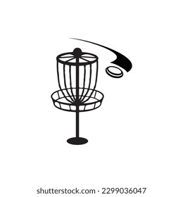 Vector Disc Golf silhouette Disc Golf player and icons vector illustration