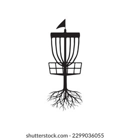 Vector Disc Golf silhouette Disc Golf player and icons vector illustration