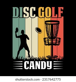 Vector Disc Golf silhouette Disc Golf player and icons vector illustration