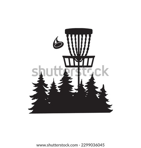 Vector Disc Golf silhouette Disc Golf player and icons vector illustration