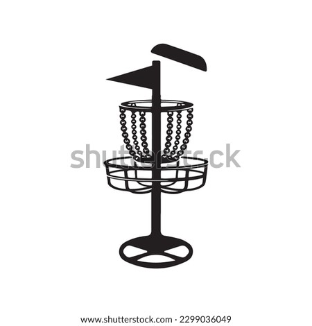 Vector Disc Golf silhouette Disc Golf player and icons vector illustration
