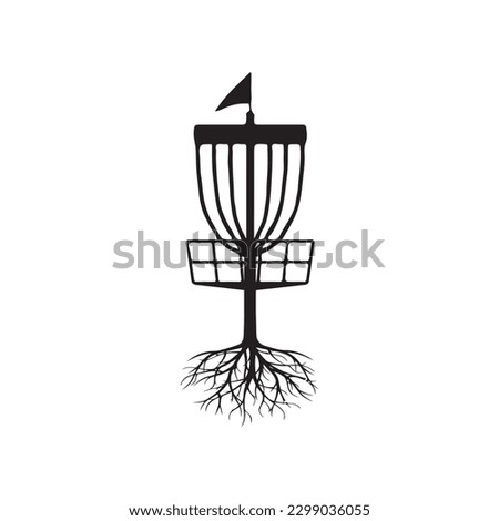 Vector Disc Golf silhouette Disc Golf player and icons vector illustration
