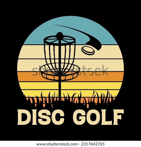 Vector Disc Golf silhouette Disc Golf player and icons vector illustration