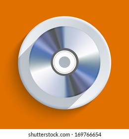 vector disc icon on orange background. Eps10