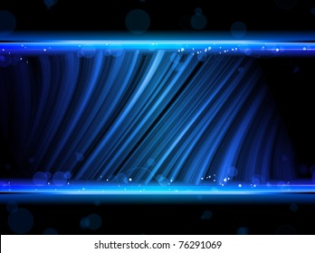 Vector - Disco Abstract Blue Waves on Black Background