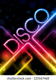 Vector - Disco Abstract Colorful Lines on Black Background