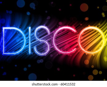 Vector - Disco Abstract Colorful Waves on Black Background