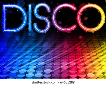 Vector - Disco Abstract Colorful Waves on Black Background